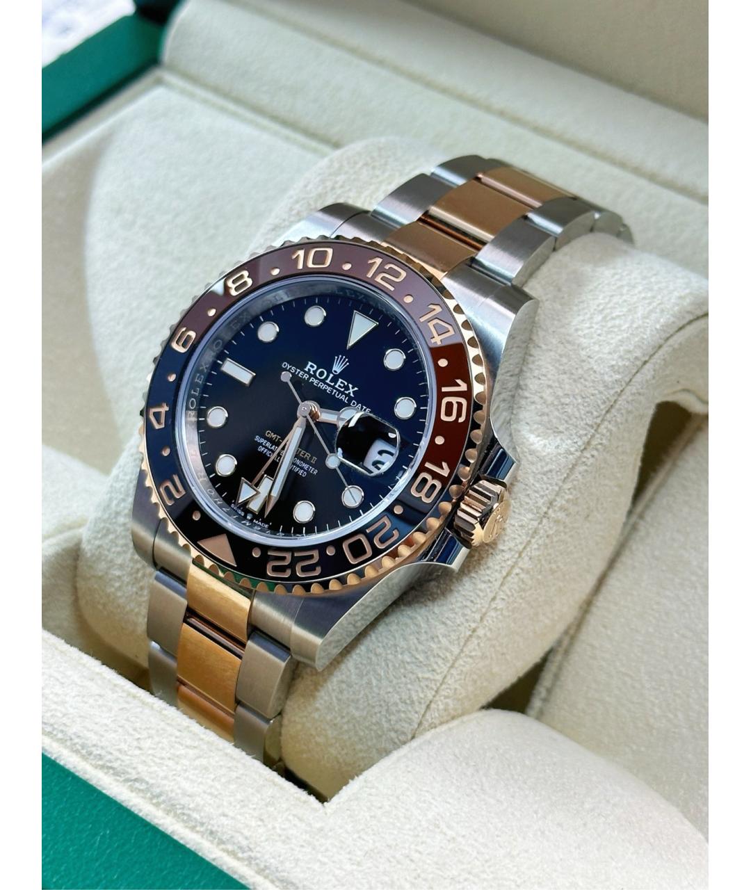 ROLEX Черные часы из розового золота, фото 2