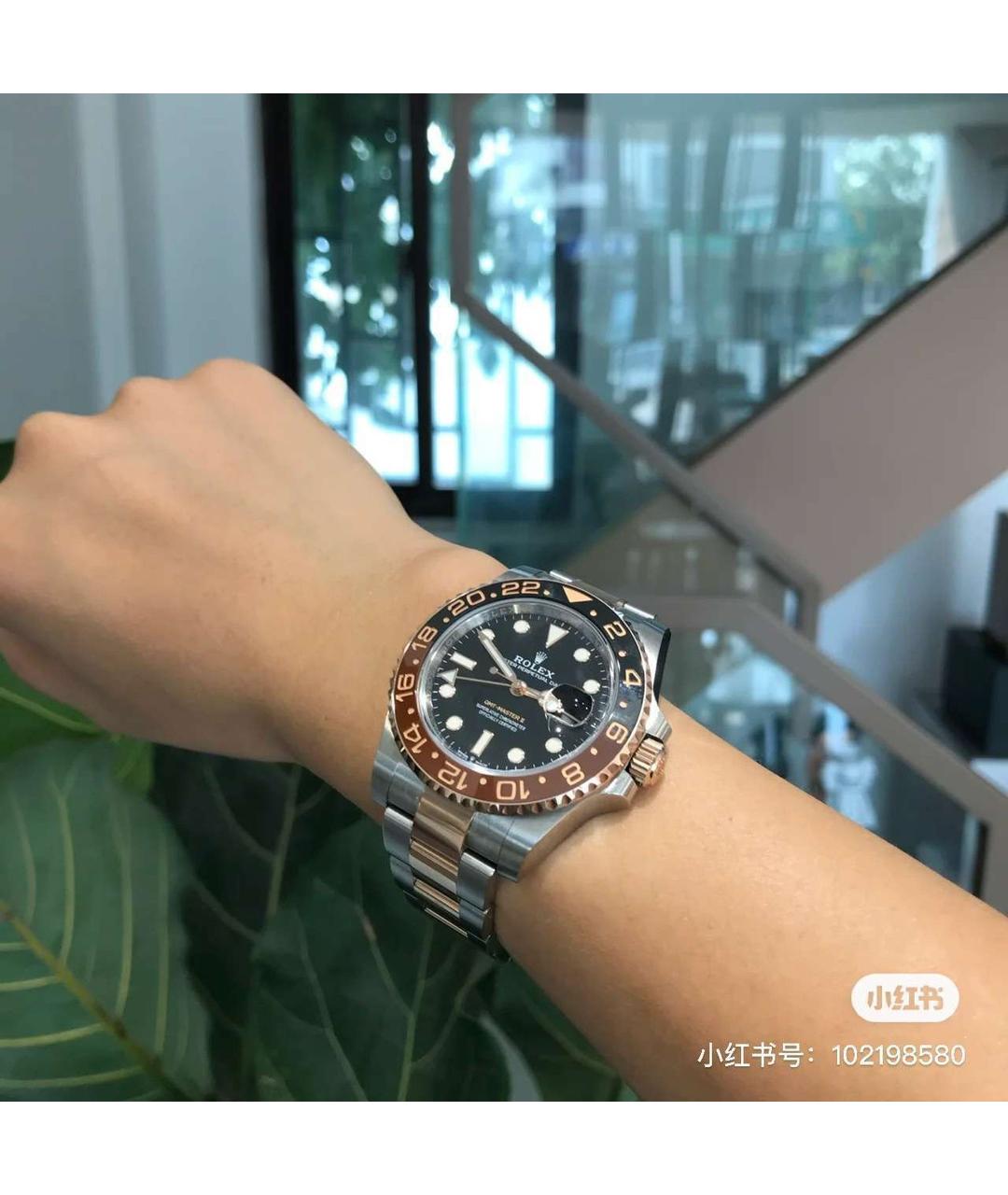 ROLEX Черные часы из розового золота, фото 8