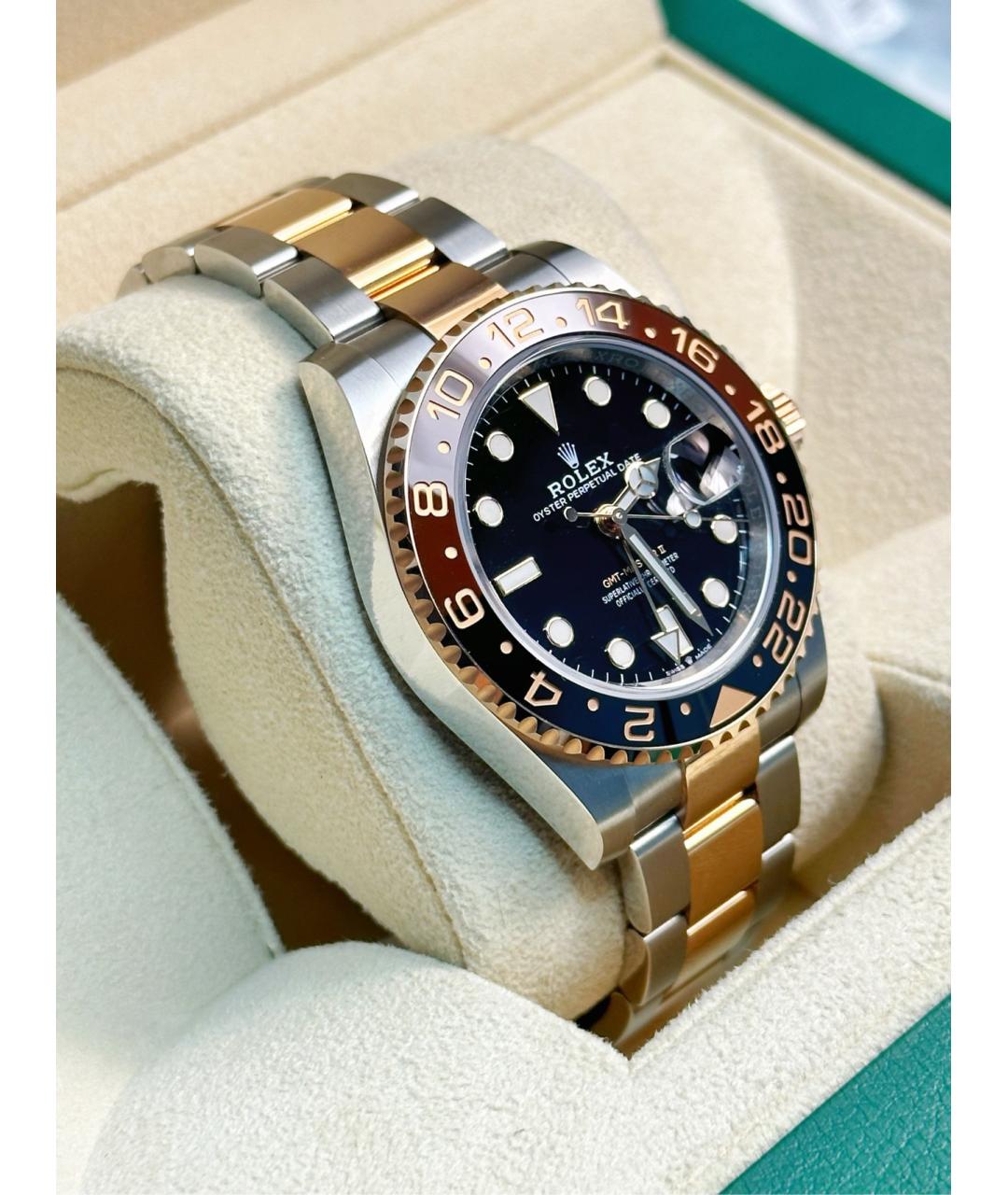 ROLEX Черные часы из розового золота, фото 4