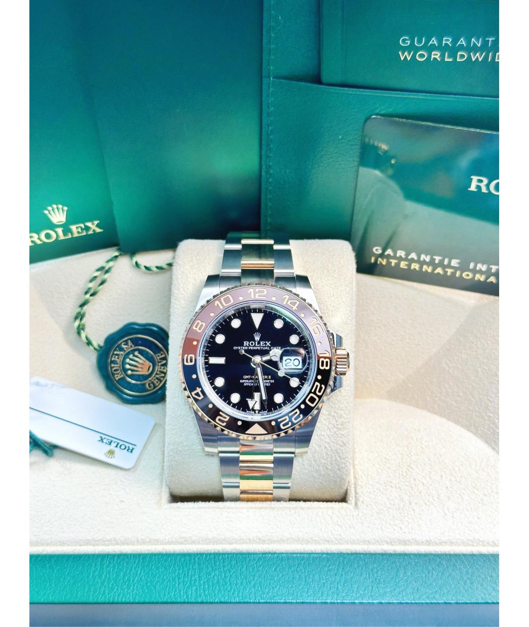 ROLEX Черные часы из розового золота, фото 3
