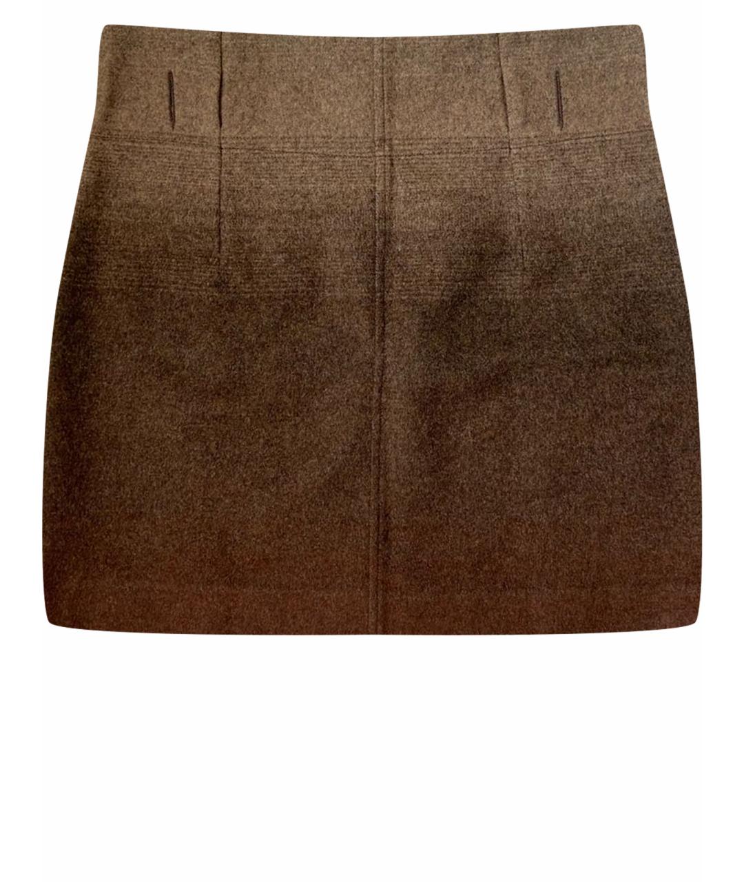 BRUNELLO CUCINELLI Коричневая шерстяная юбка мини, фото 1
