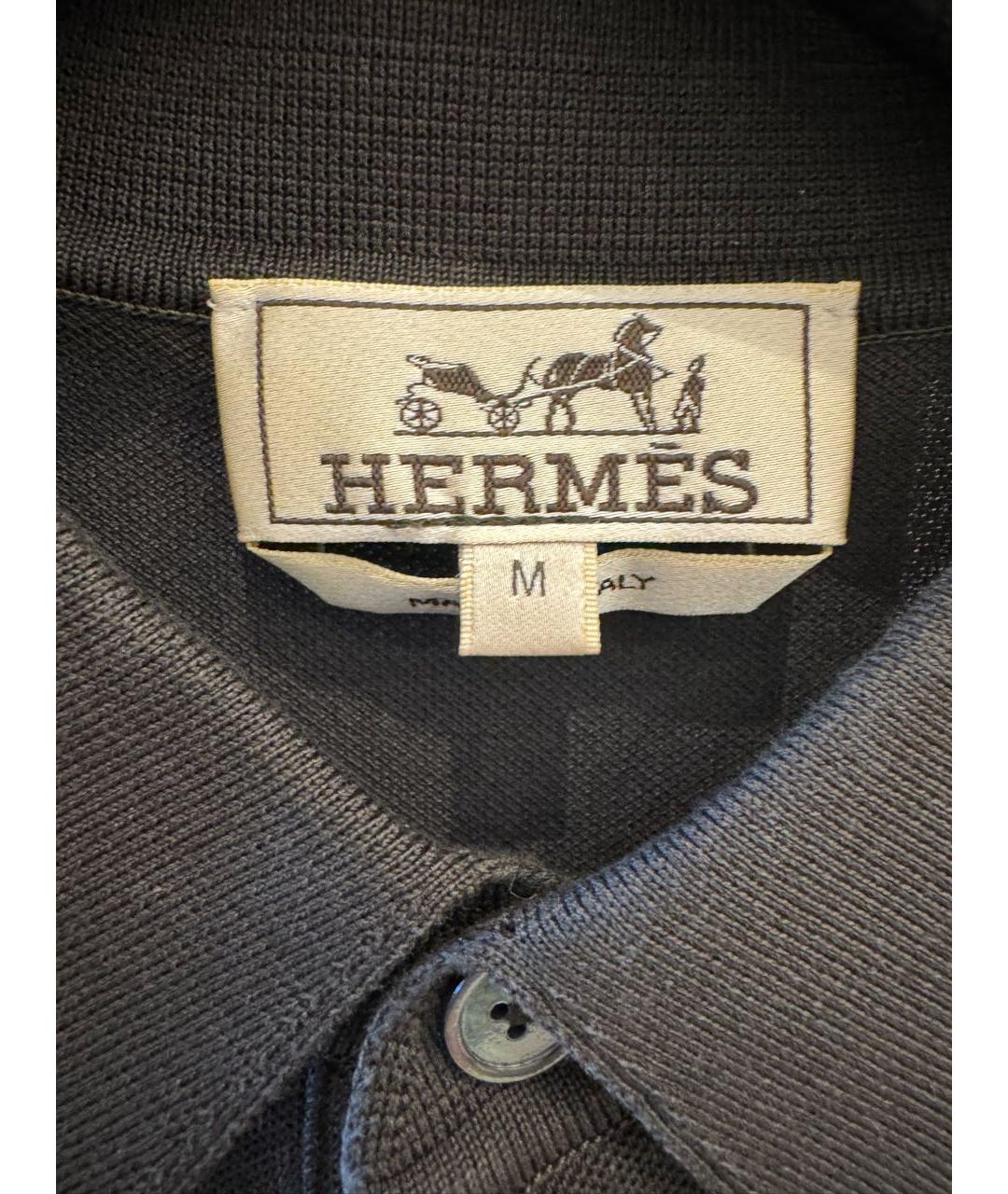 HERMES Коричневое хлопковое поло с коротким рукавом, фото 3