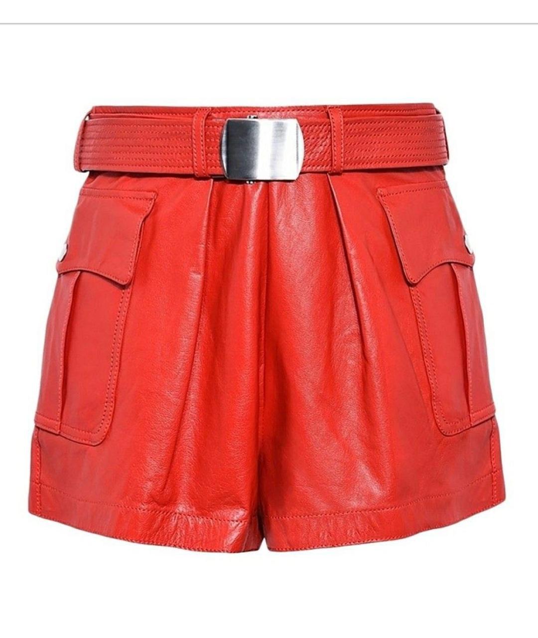 PHILOSOPHY DI LORENZO SERAFINI Красные кожаные шорты, фото 7