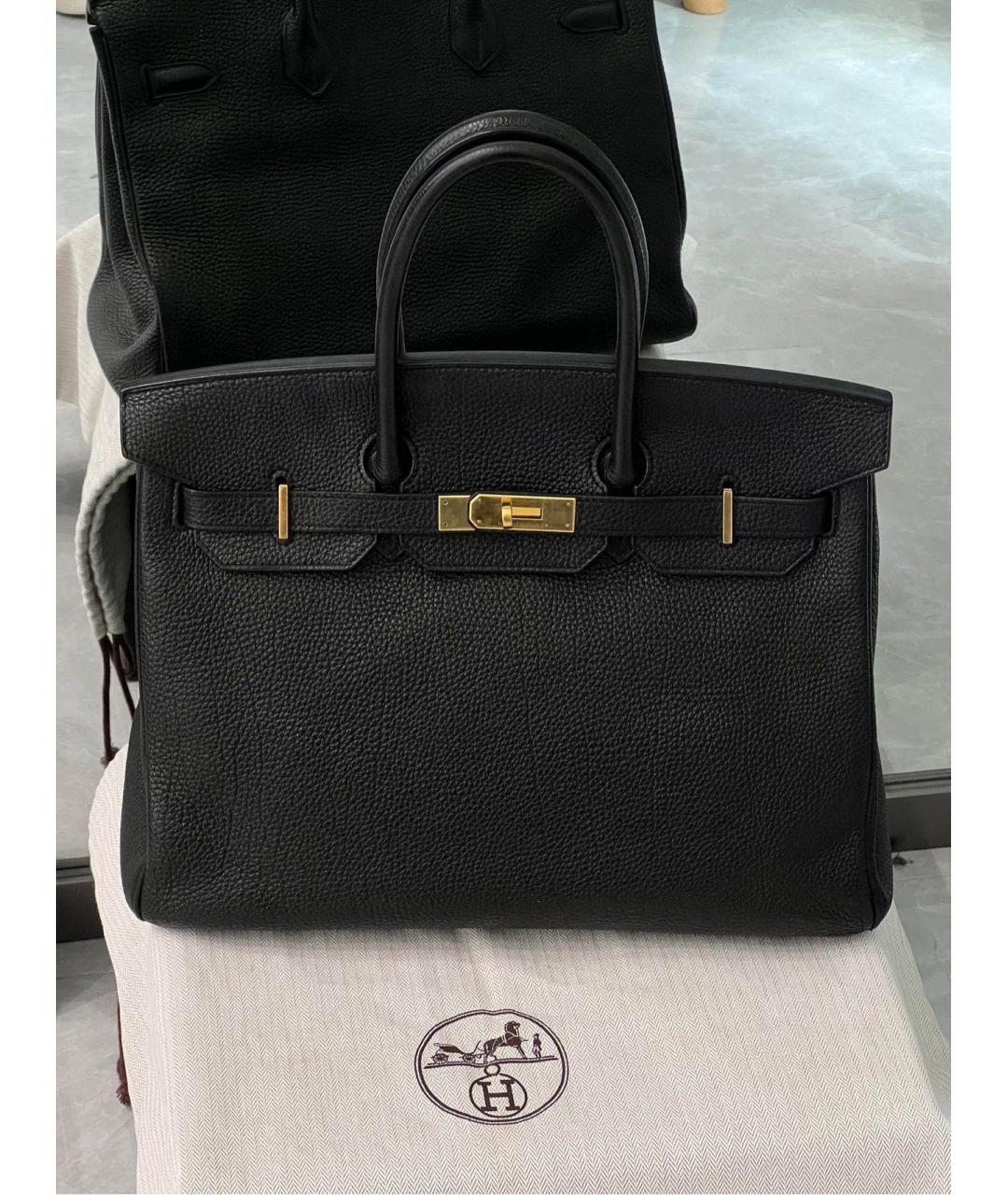 HERMES Черная кожаная сумка с короткими ручками, фото 9