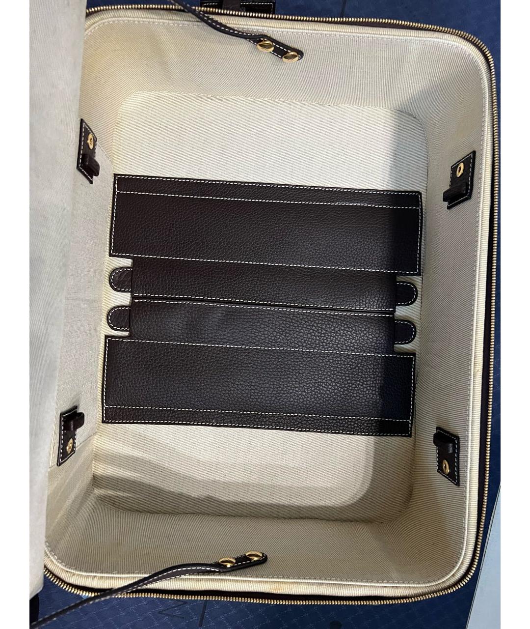 LORO PIANA Коричневый кожаный чемодан, фото 6