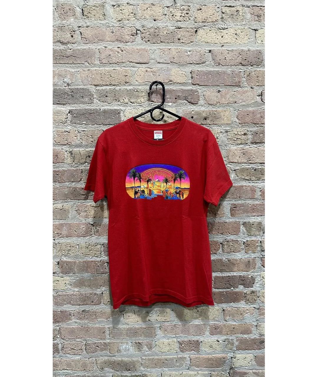 SUPREME Красная хлопковая футболка, фото 2