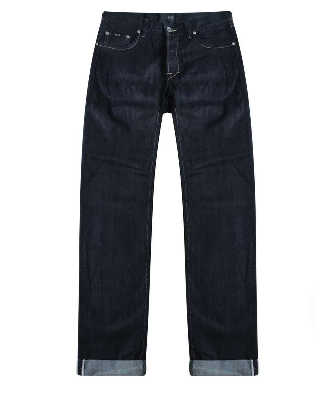 HUGO BOSS Темно-синие хлопко-эластановые прямые джинсы, фото 1