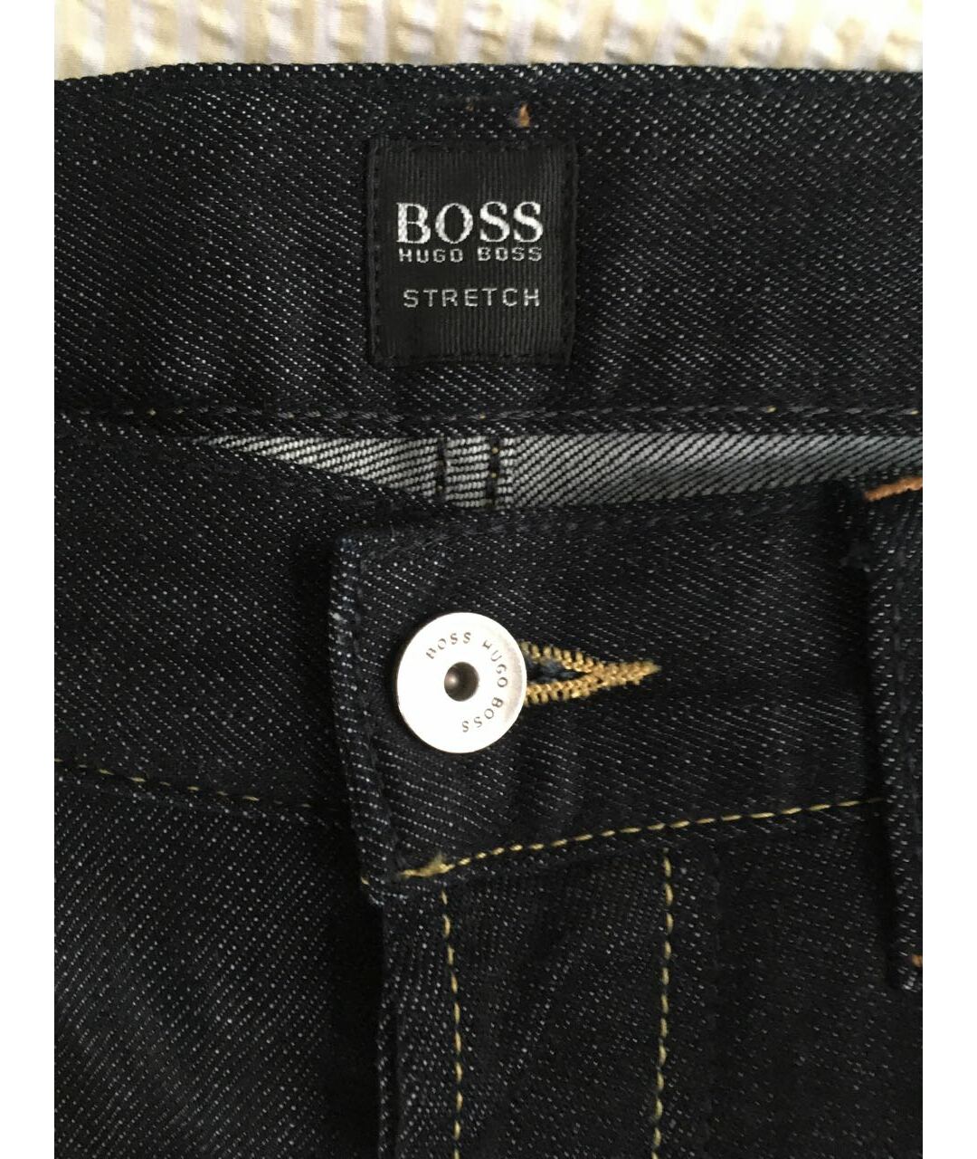 HUGO BOSS Темно-синие хлопко-эластановые прямые джинсы, фото 4