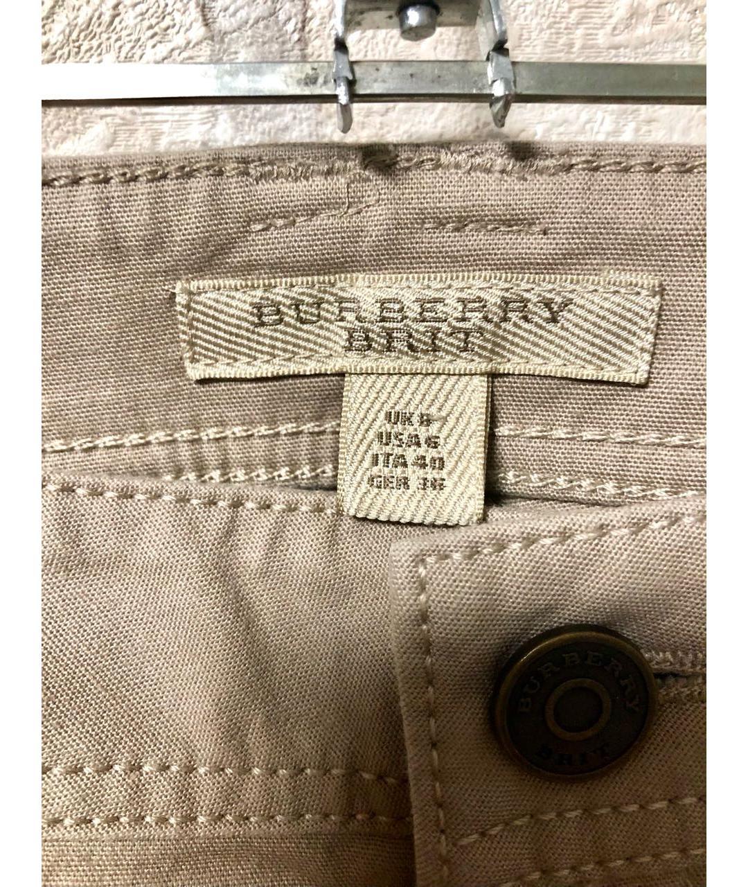 BURBERRY Бежевые хлопковые брюки узкие, фото 3