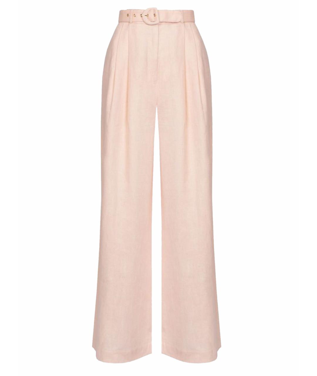 ZIMMERMANN Розовые льняные брюки широкие, фото 1