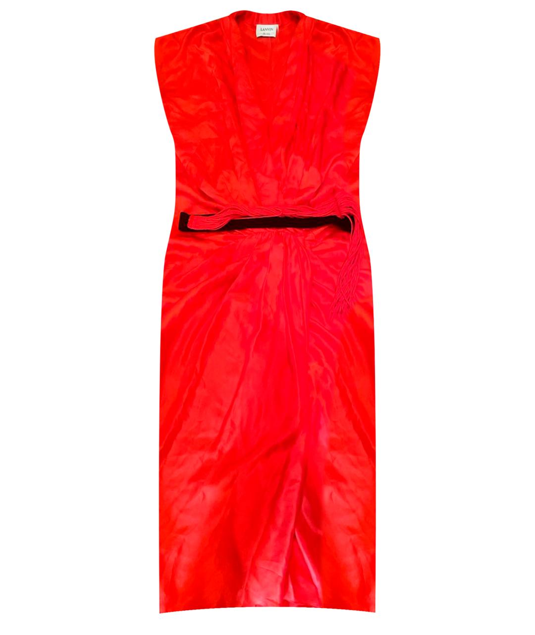 LANVIN Оранжевое шелковое коктейльное платье, фото 1