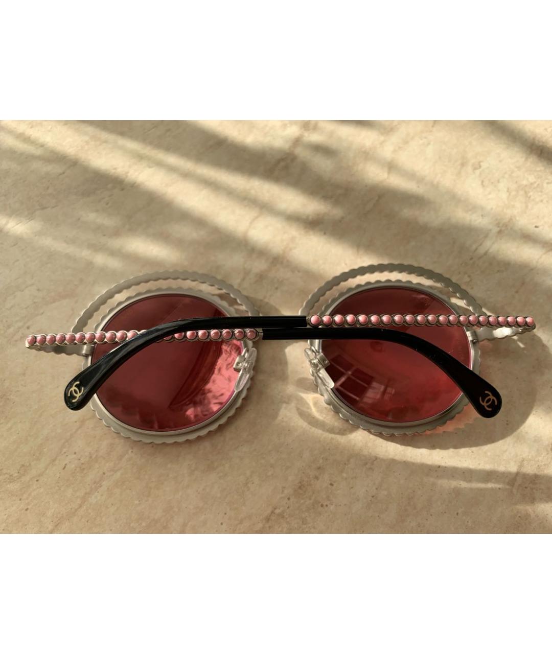 CHANEL Розовые металлические солнцезащитные очки, фото 5