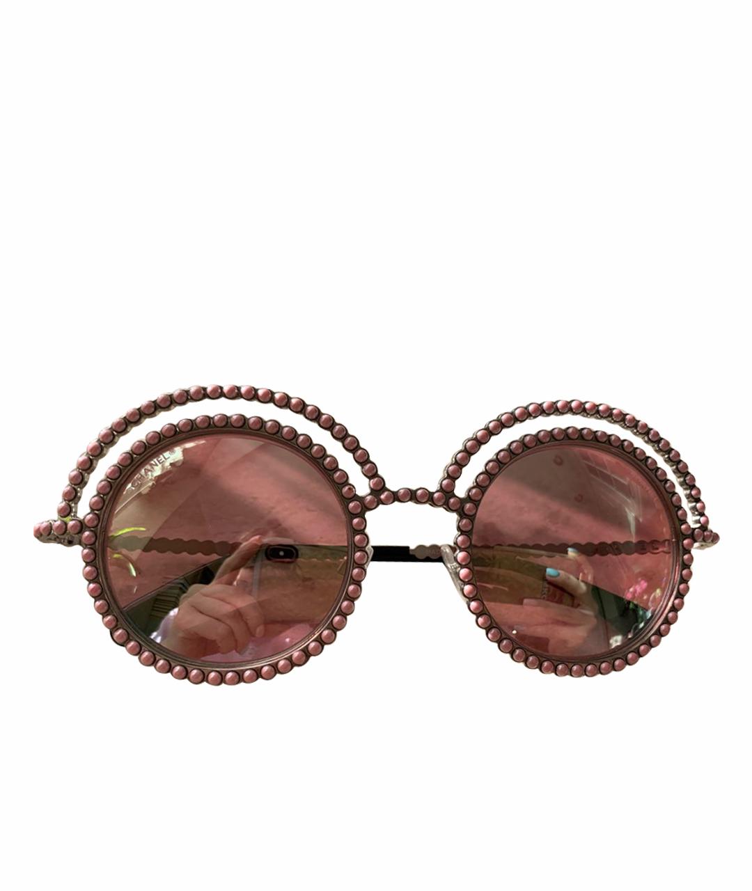 CHANEL Розовые металлические солнцезащитные очки, фото 1