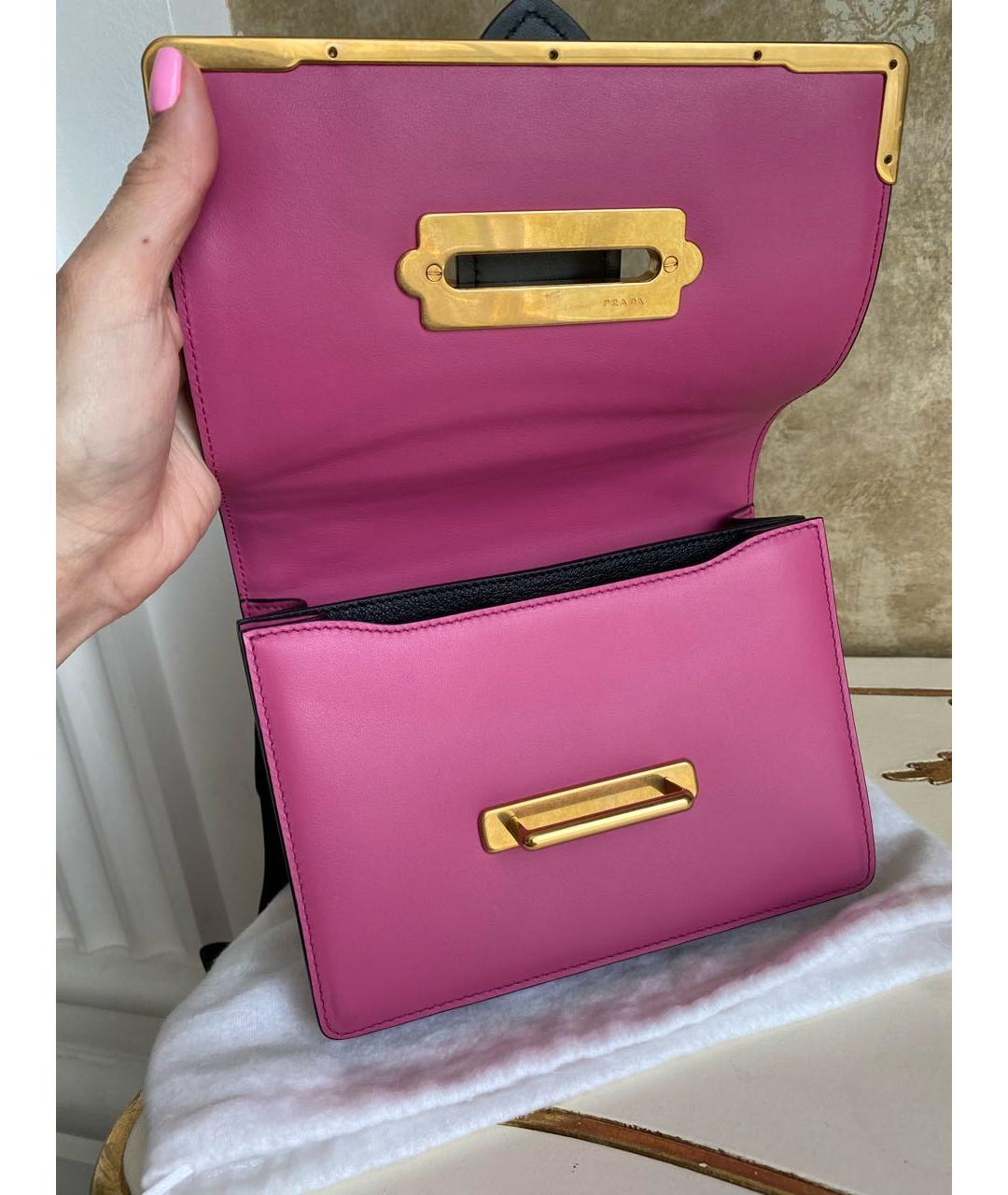 PRADA Фуксия кожаная сумка через плечо, фото 5