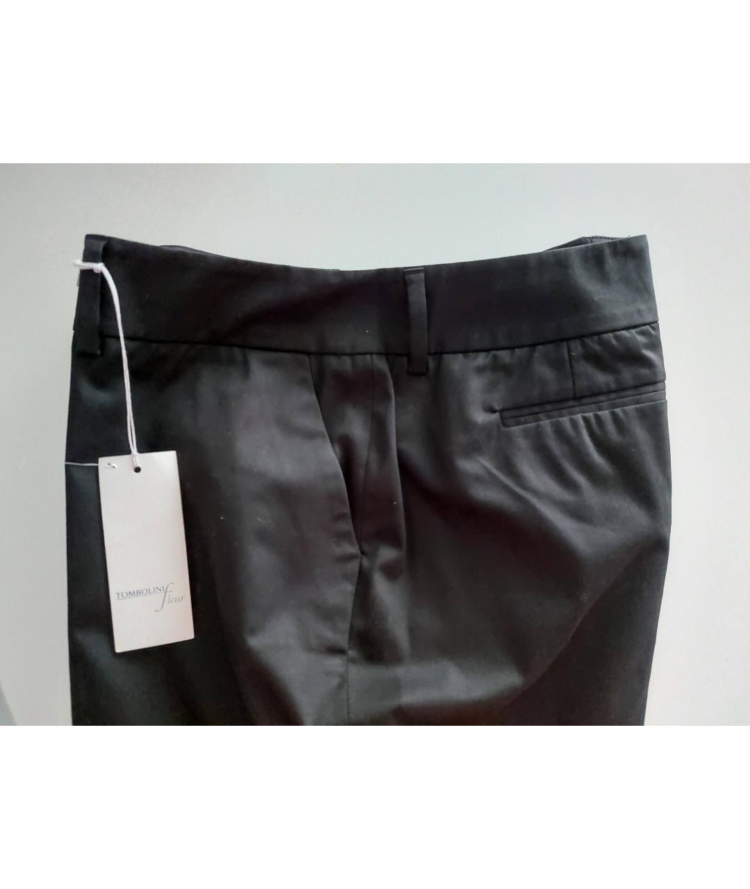TOMBOLINI Черные хлопко-эластановые прямые брюки, фото 4