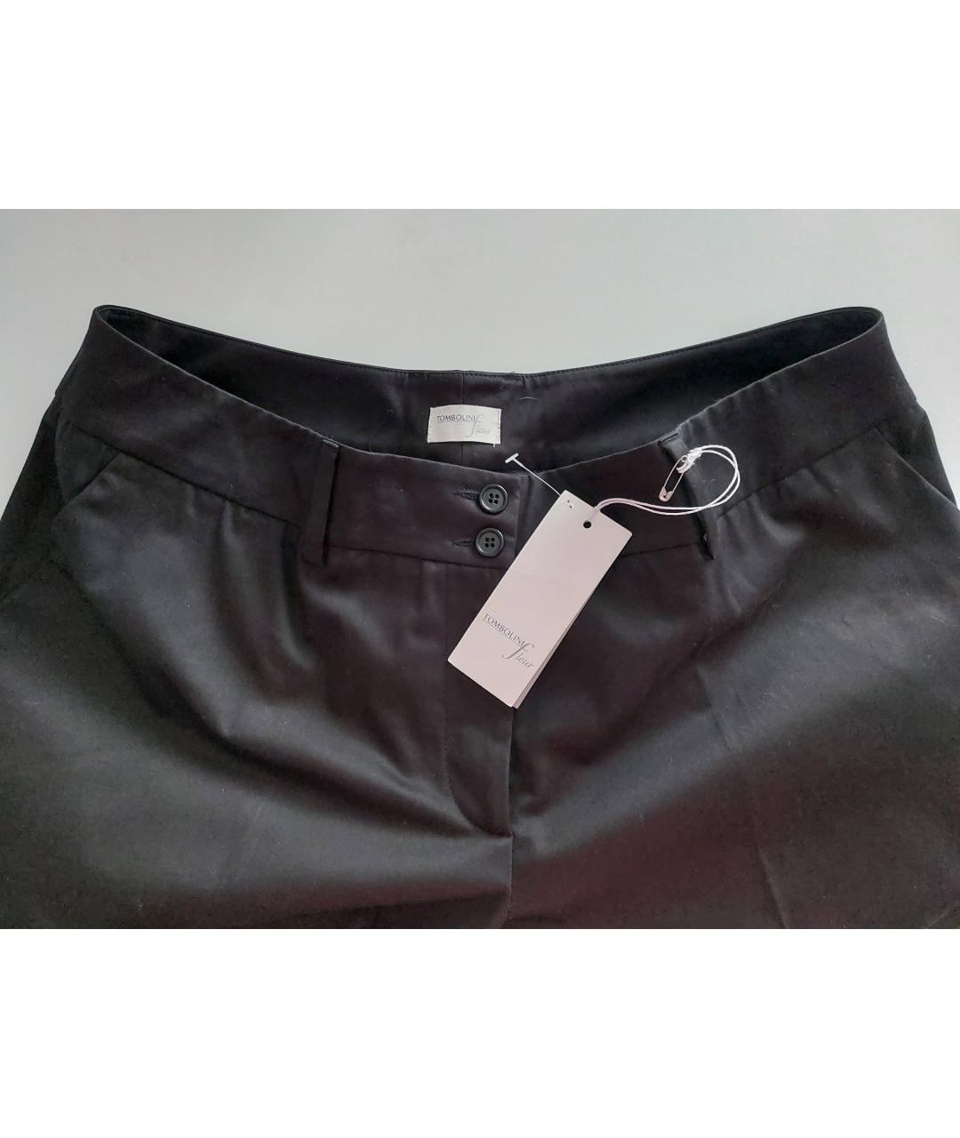 TOMBOLINI Черные хлопко-эластановые прямые брюки, фото 3