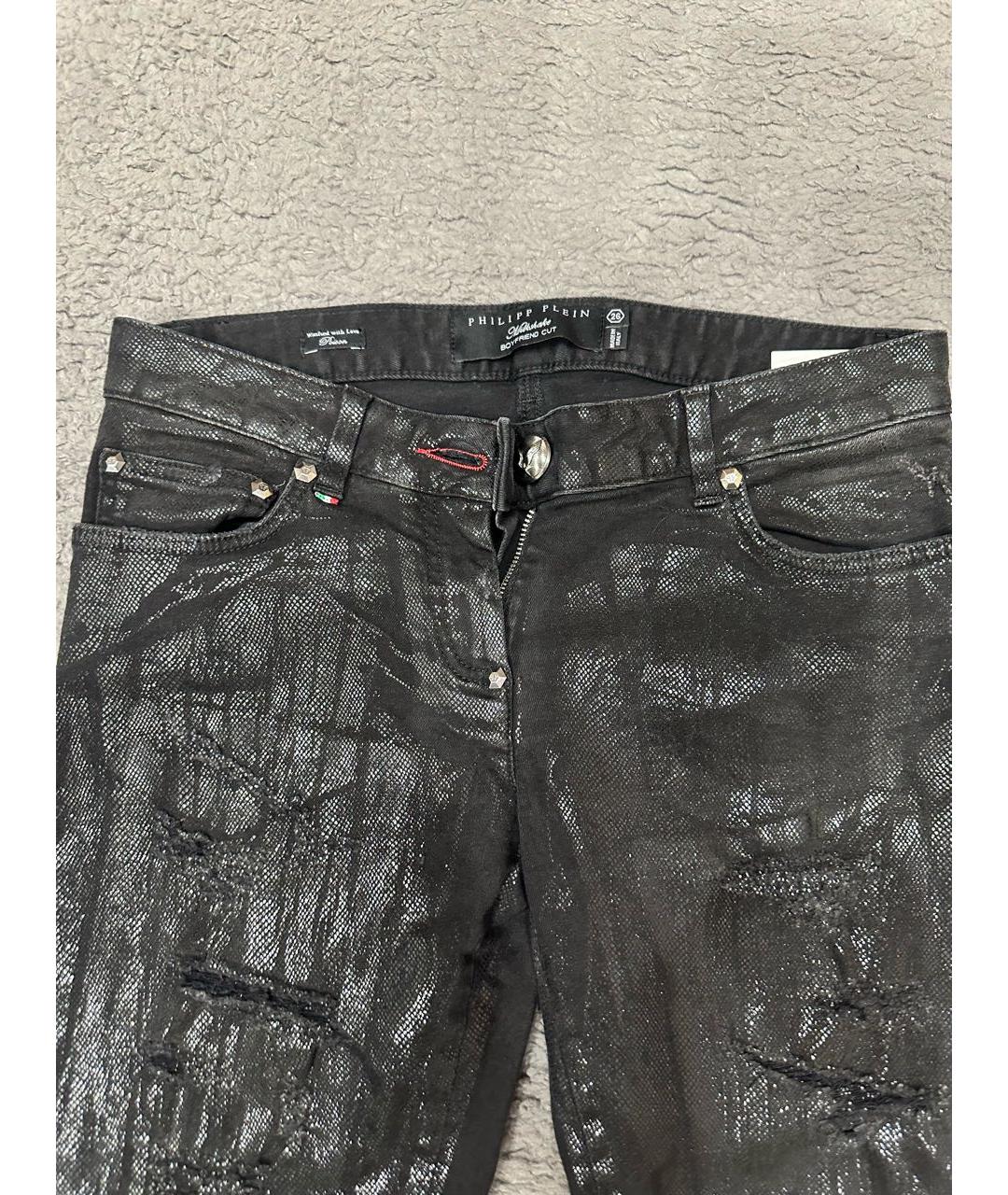 PHILIPP PLEIN Черные хлопковые джинсы слим, фото 3