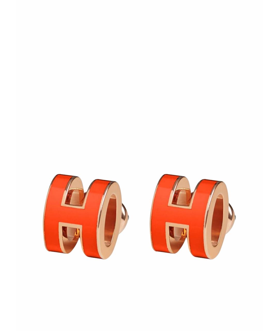 HERMES PRE-OWNED Оранжевое металлические серьги, фото 1