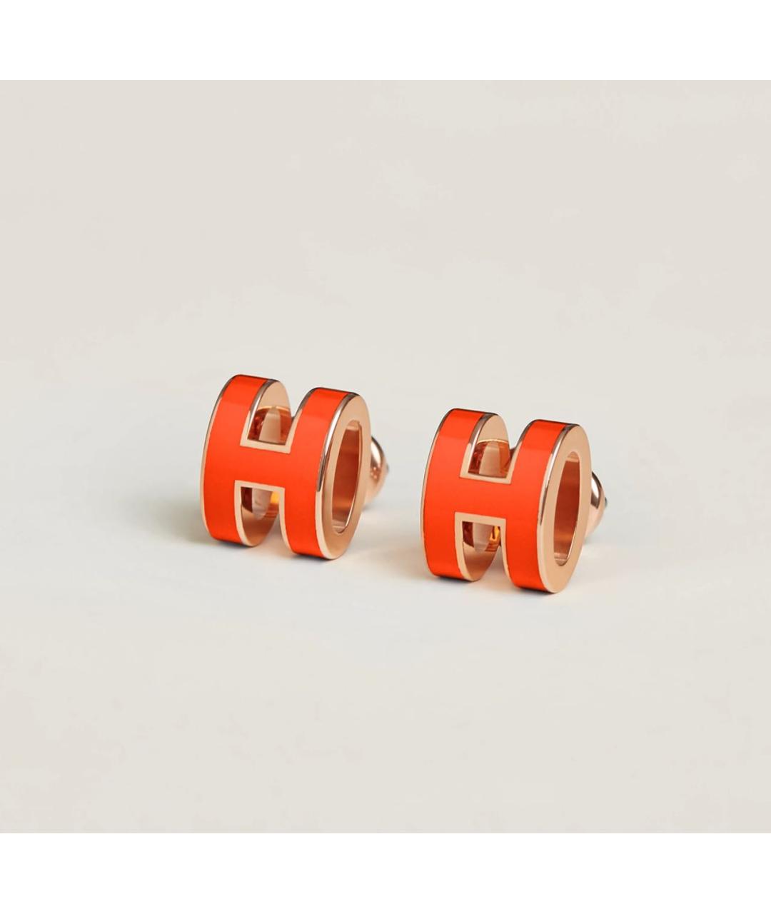 HERMES PRE-OWNED Оранжевое металлические серьги, фото 4