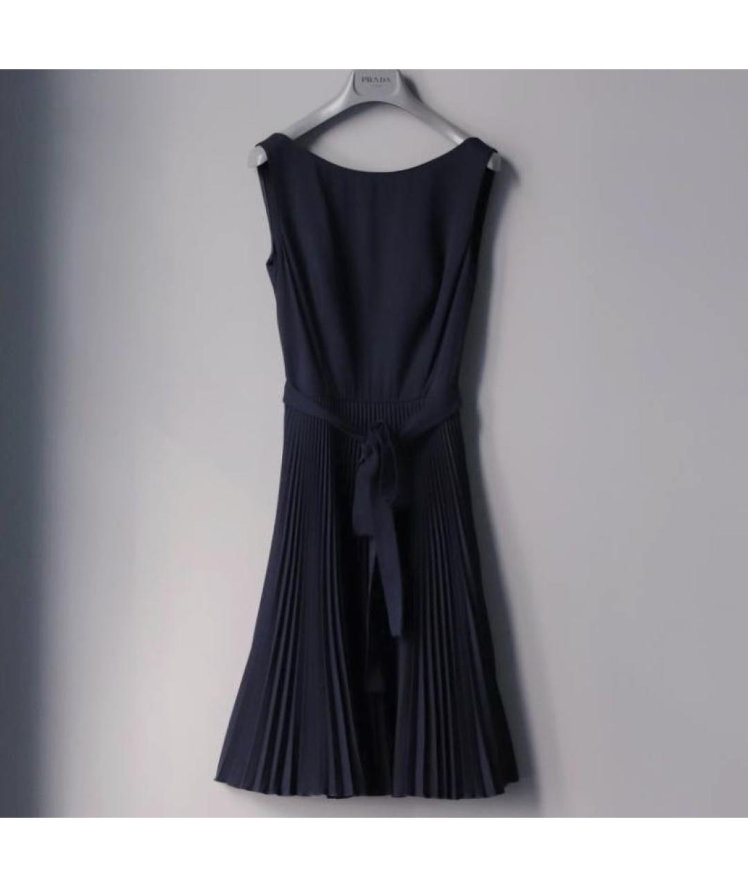 PRADA Темно-синее полиэстеровое повседневное платье, фото 2