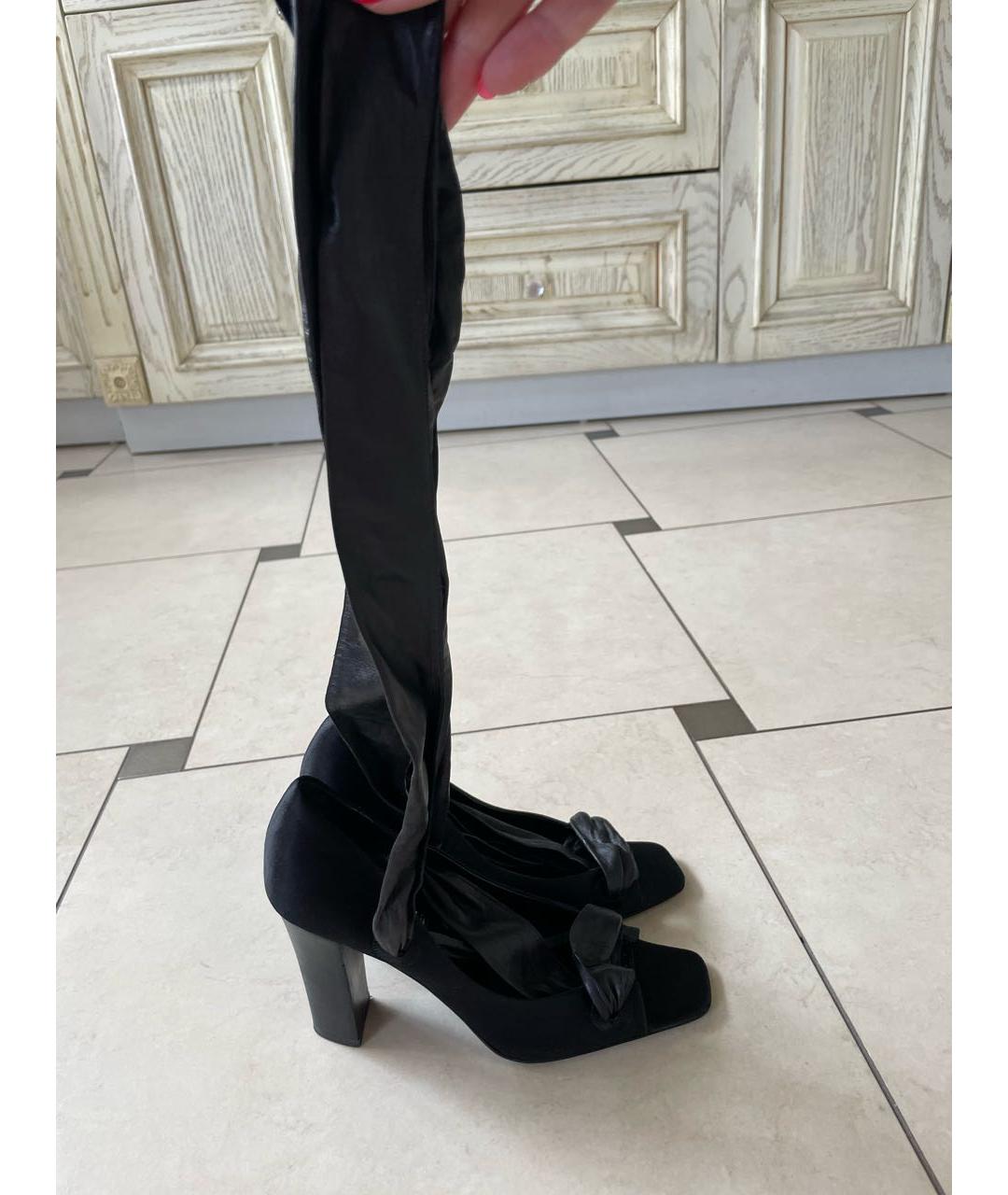 SAINT LAURENT Черные текстильные босоножки, фото 9
