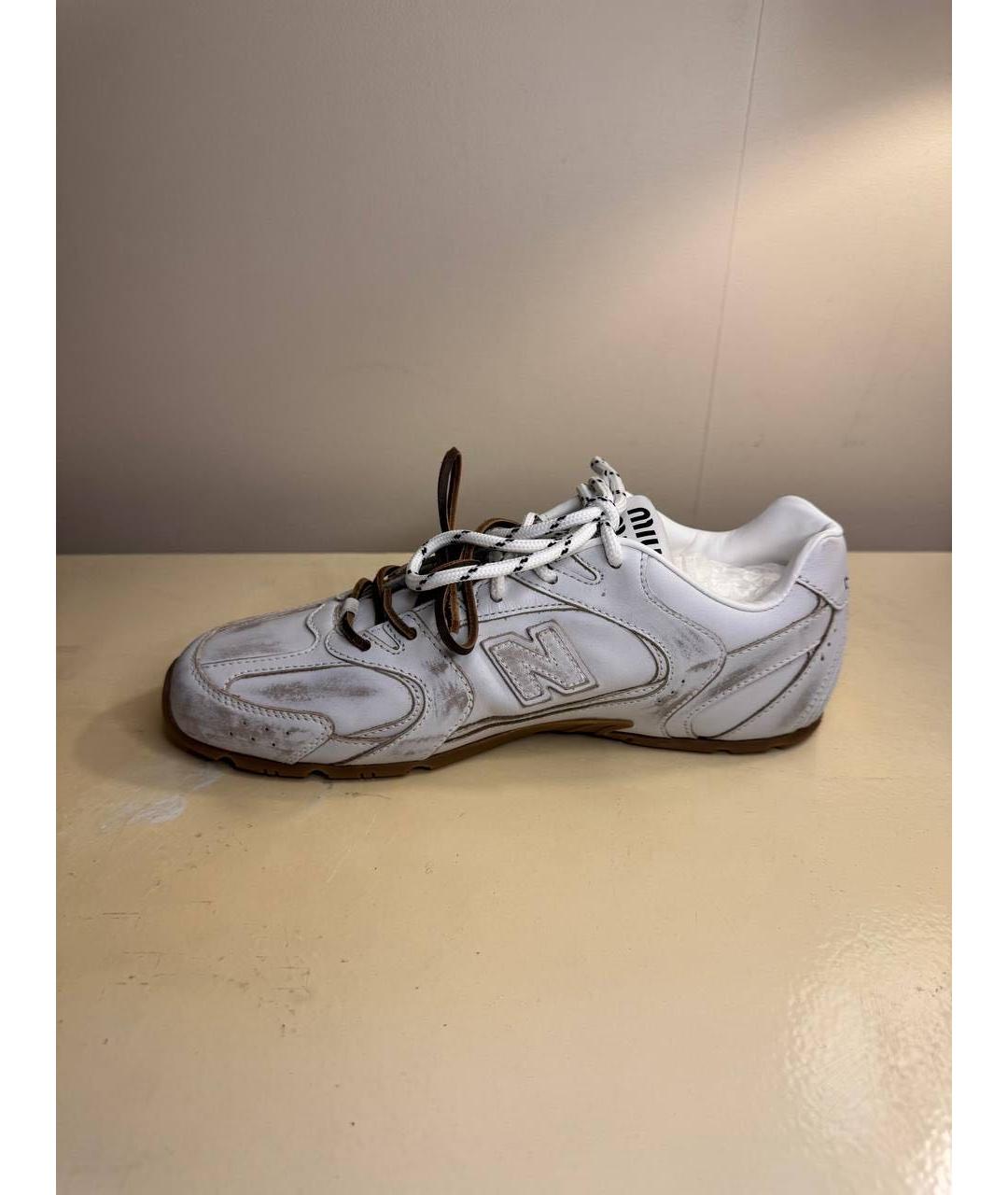 MIU MIU Белые кожаные кроссовки, фото 7
