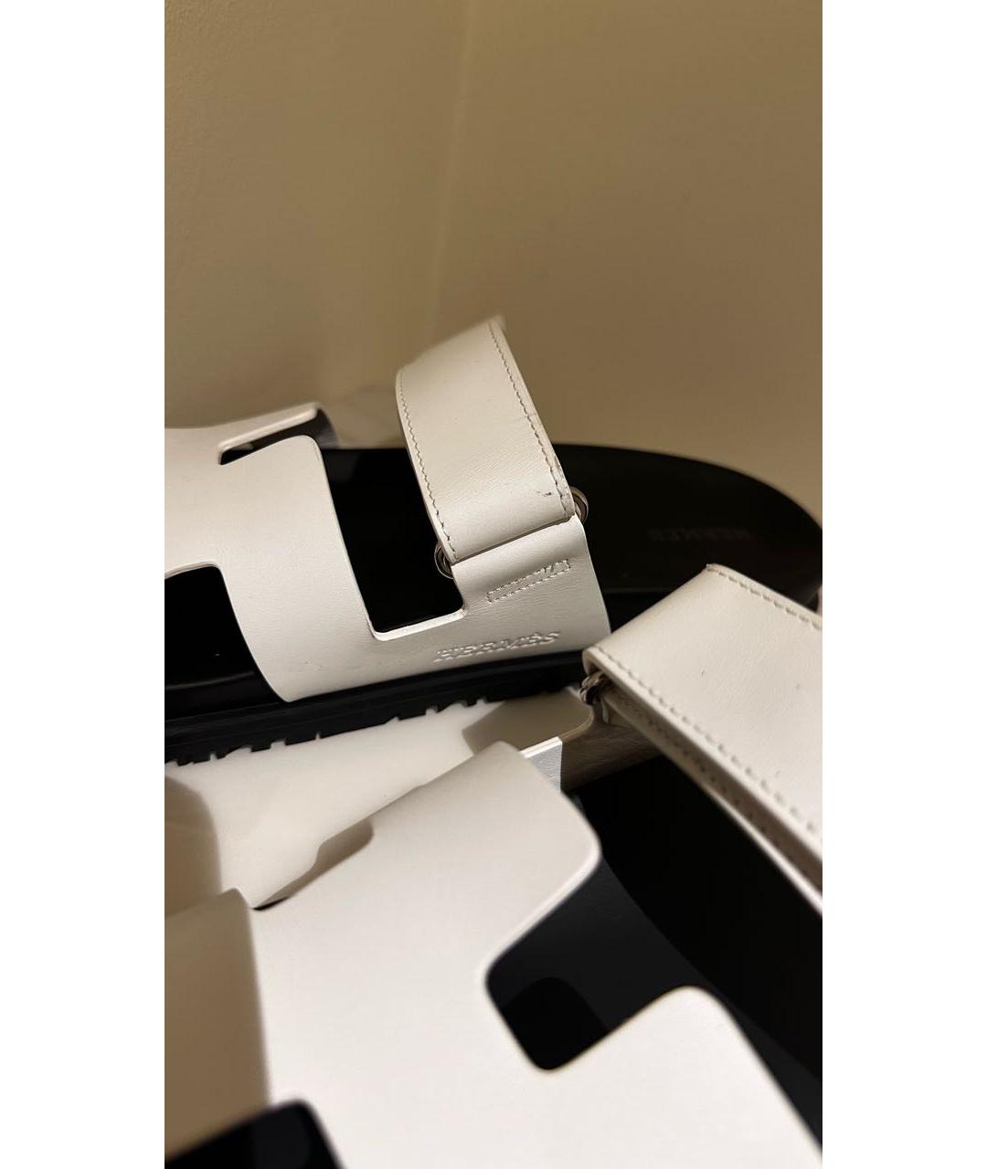 HERMES PRE-OWNED Белые кожаные мюли, фото 9