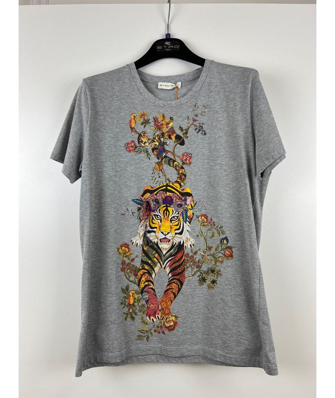 ETRO Серая хлопковая футболка, фото 9
