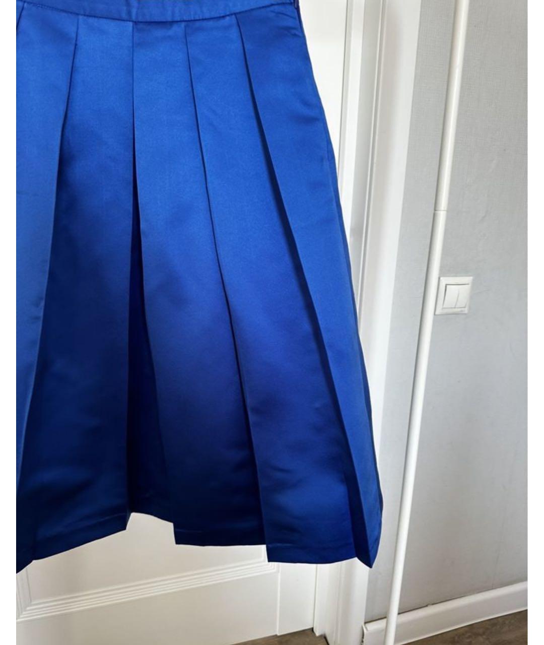 ULYANA SERGEENKO Синяя шелковая юбка миди, фото 4