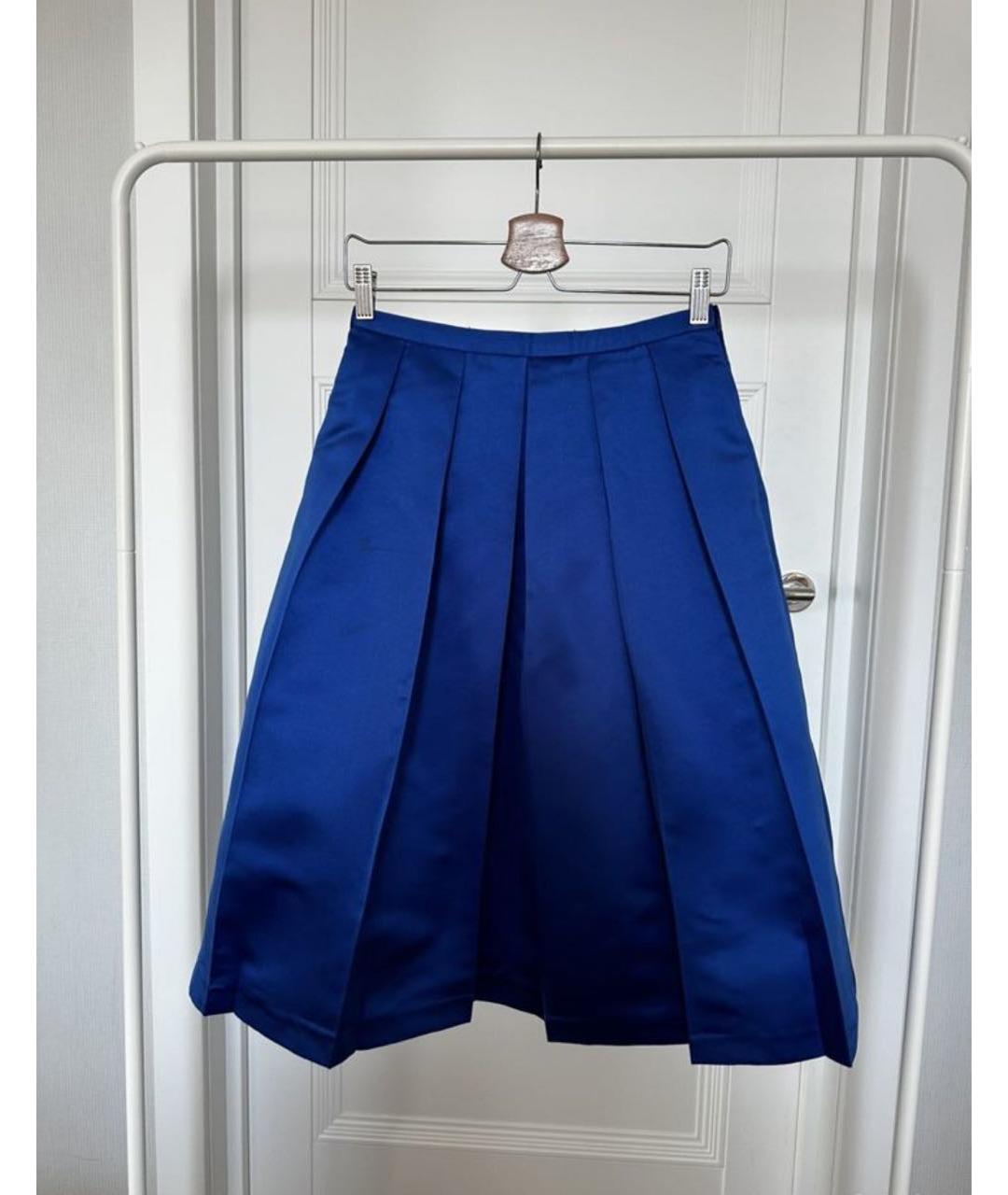 ULYANA SERGEENKO Синяя шелковая юбка миди, фото 7
