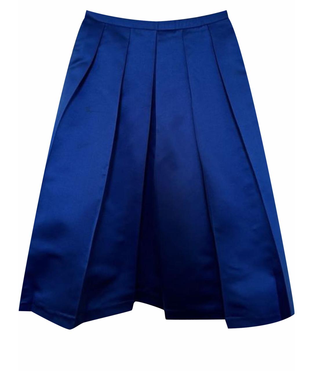 ULYANA SERGEENKO Синяя шелковая юбка миди, фото 1