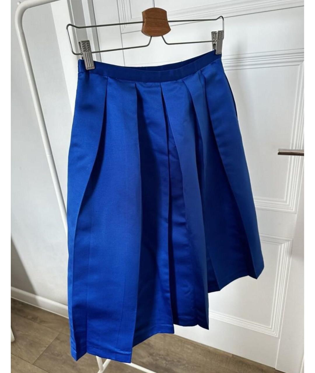 ULYANA SERGEENKO Синяя шелковая юбка миди, фото 2