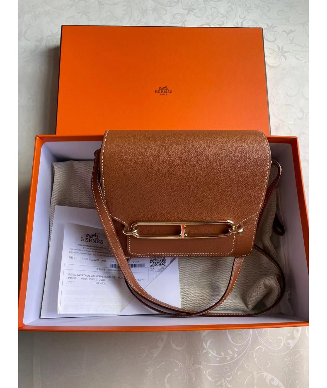 HERMES Коричневая кожаная сумка через плечо, фото 7
