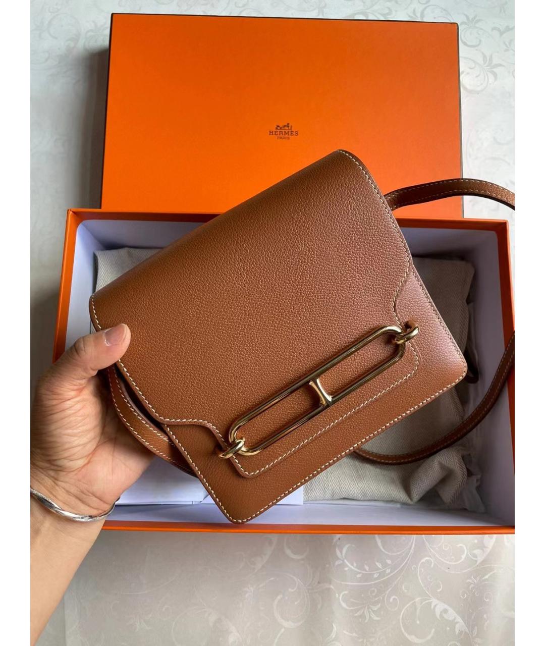 HERMES Коричневая кожаная сумка через плечо, фото 2