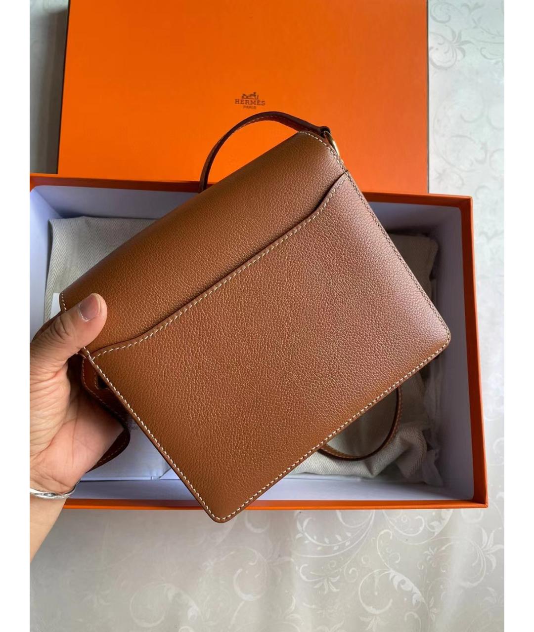 HERMES Коричневая кожаная сумка через плечо, фото 3