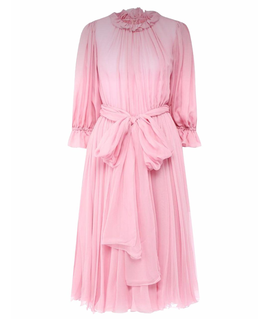 DOLCE&GABBANA Розовое шелковое коктейльное платье, фото 1