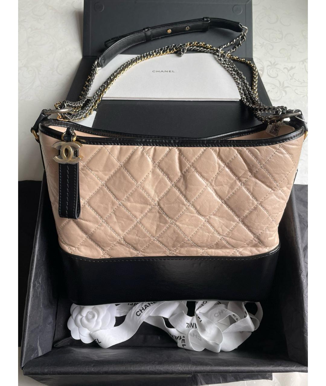 CHANEL Бежевая кожаная сумка через плечо, фото 7