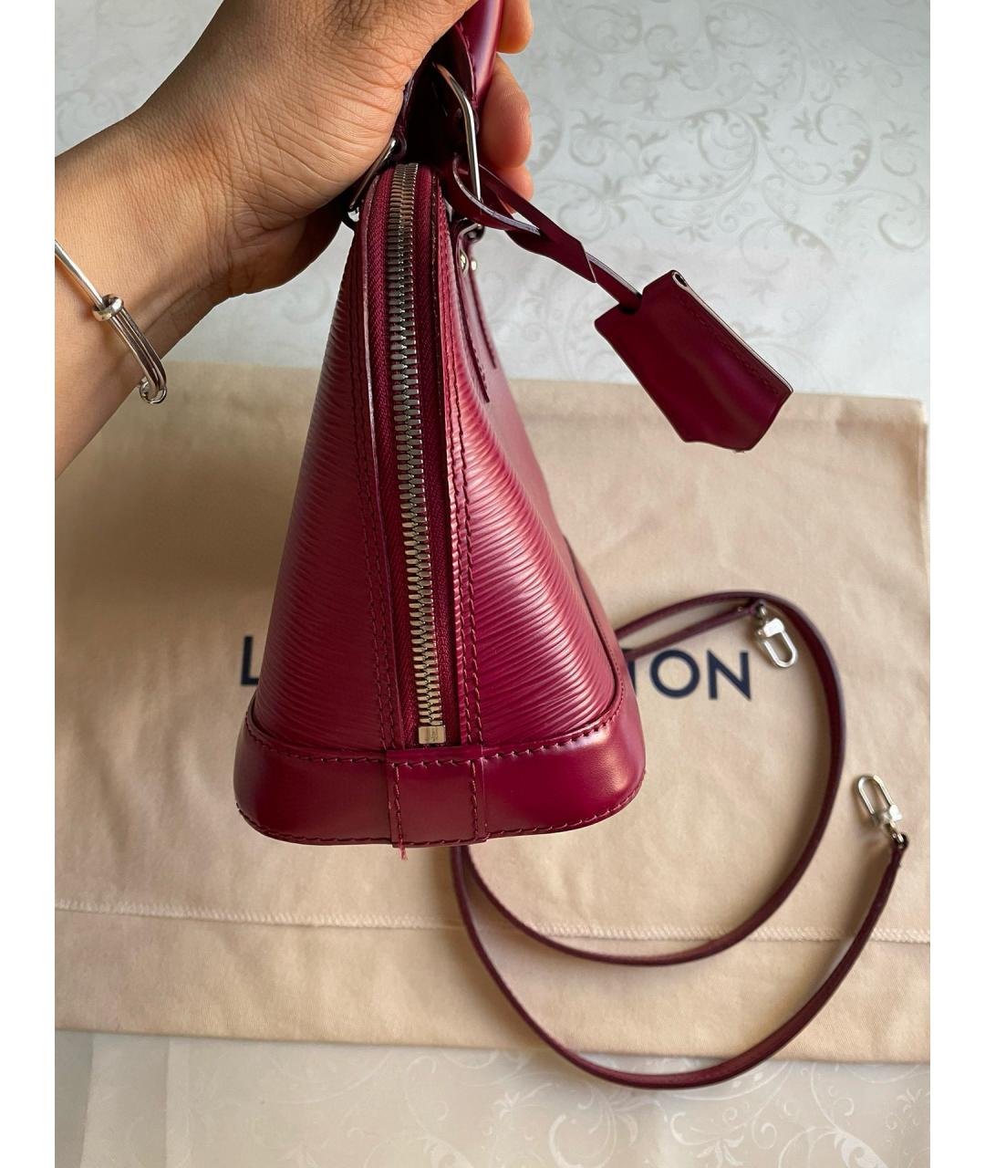 LOUIS VUITTON Красная кожаная сумка с короткими ручками, фото 5