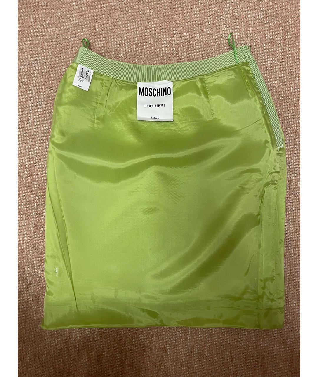 MOSCHINO Зеленая шерстяная юбка мини, фото 3