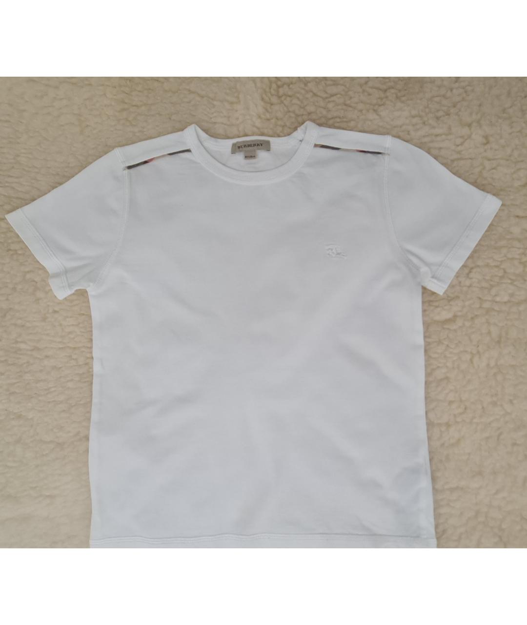 BURBERRY Белая хлопковая детская футболка, фото 5