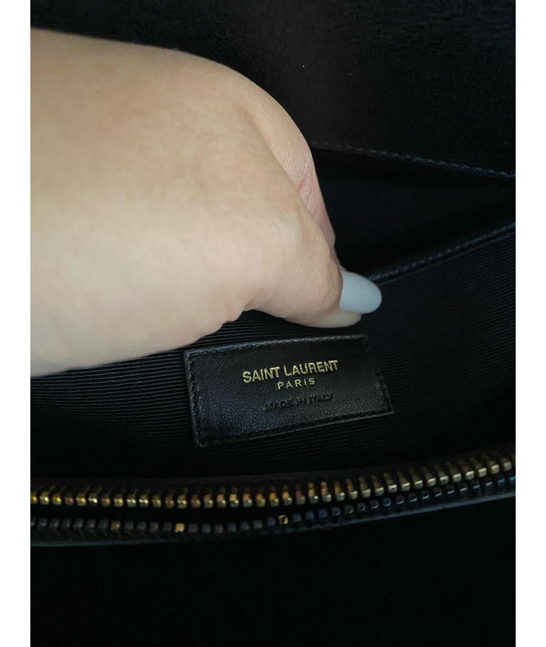 SAINT LAURENT Черная кожаная сумка с короткими ручками, фото 6