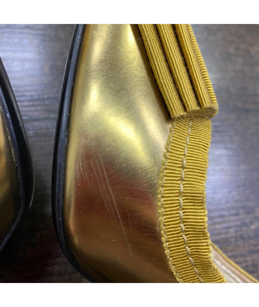 LANVIN Золотые кожаные туфли, фото 8