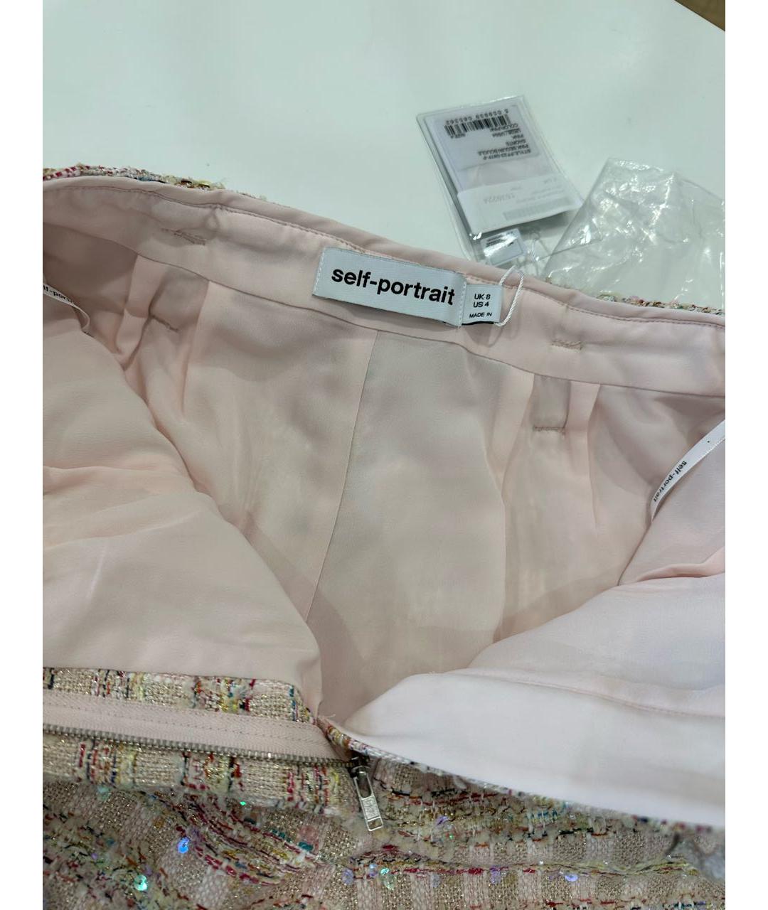 SELF-PORTRAIT Розовые твидовые шорты, фото 4