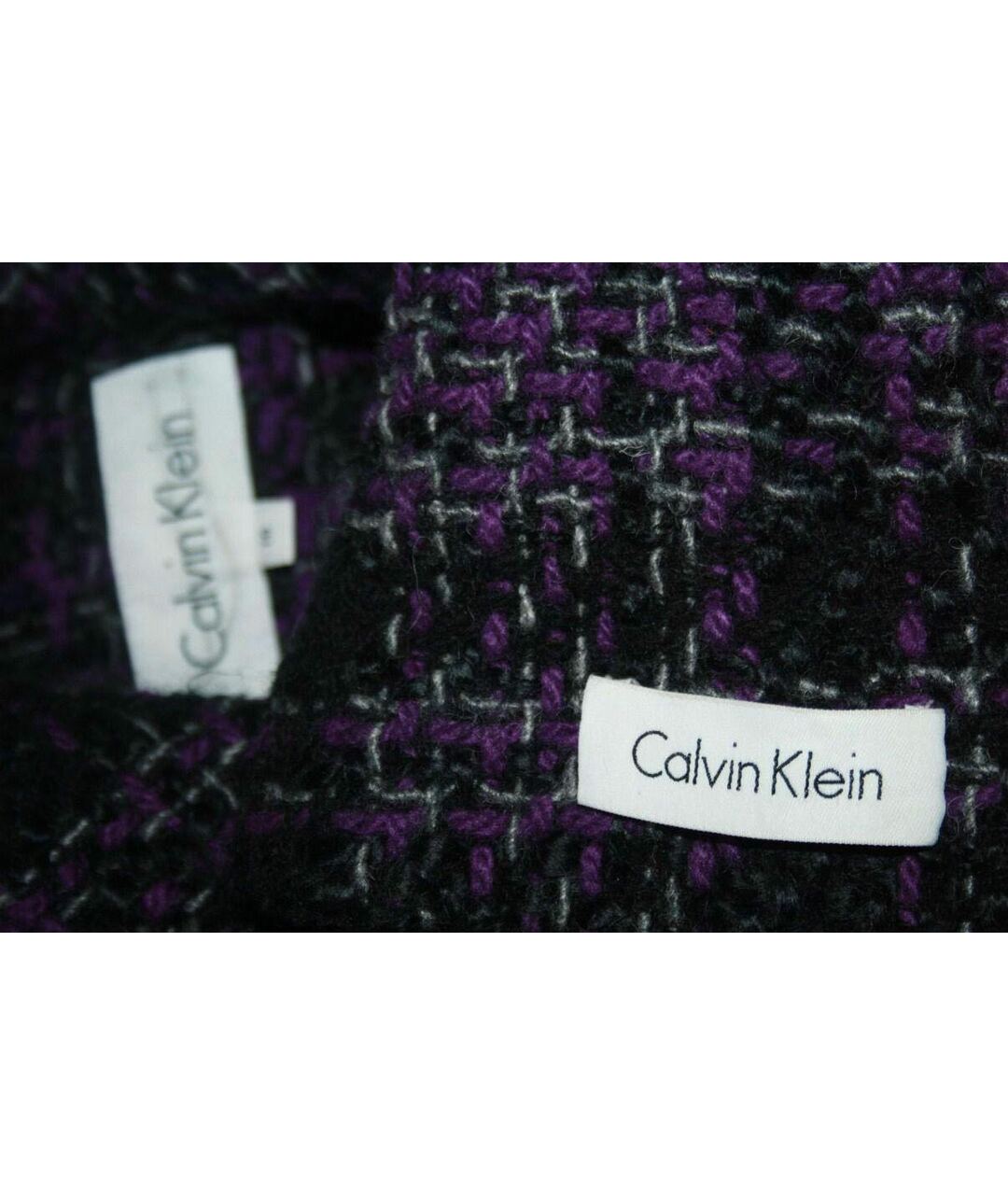 CALVIN KLEIN Фиолетовое шерстяное пальто, фото 3