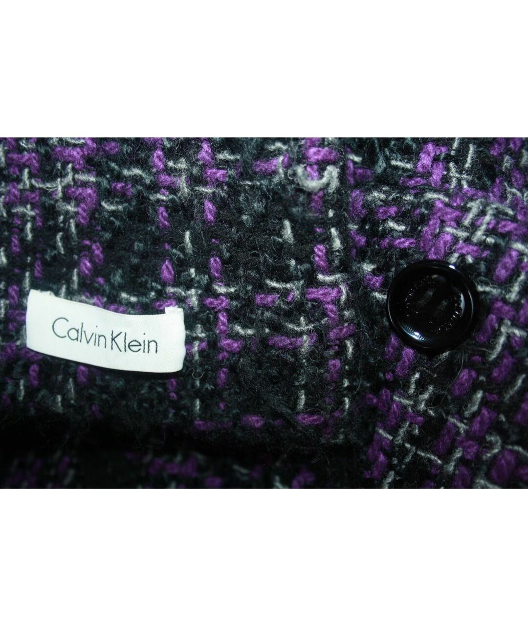 CALVIN KLEIN Фиолетовое шерстяное пальто, фото 4