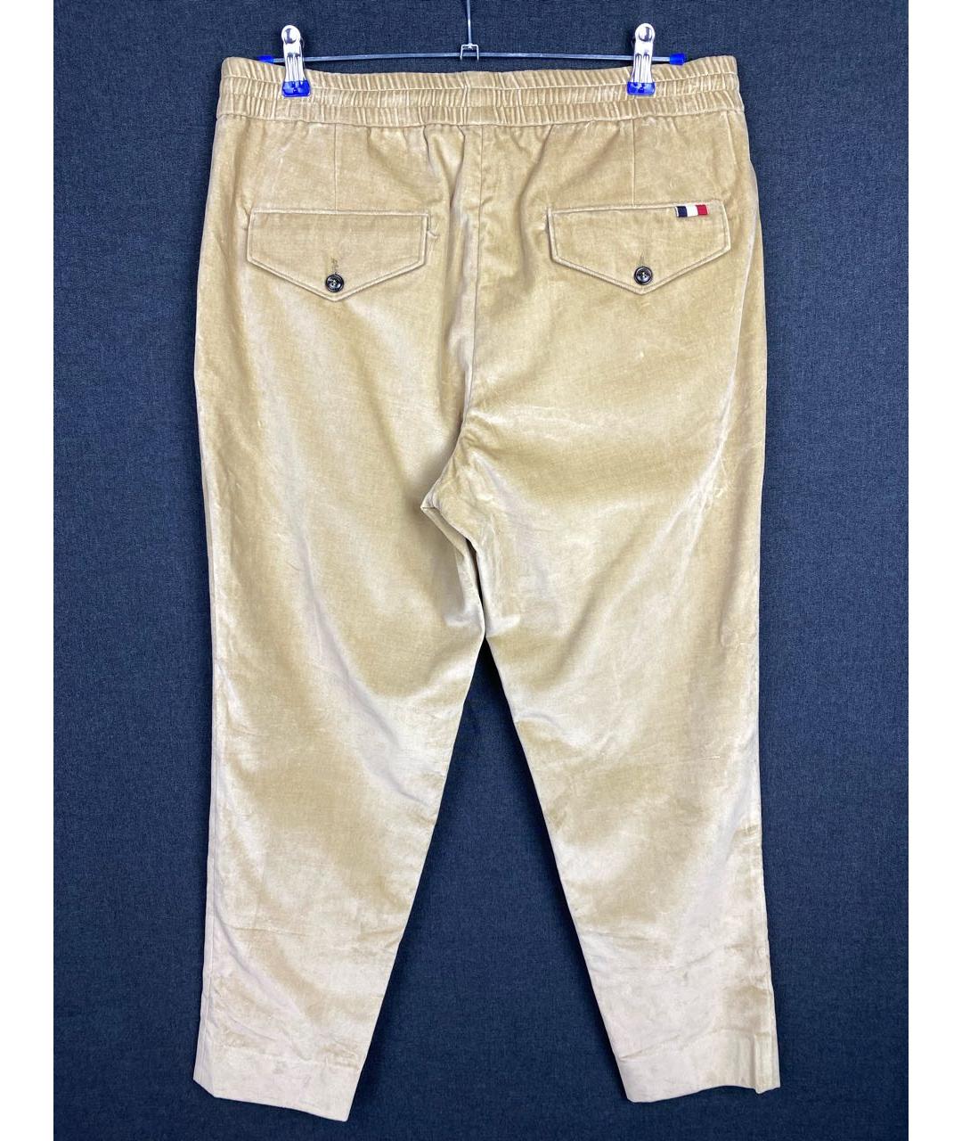 MONCLER Бежевые шерстяные повседневные брюки, фото 2