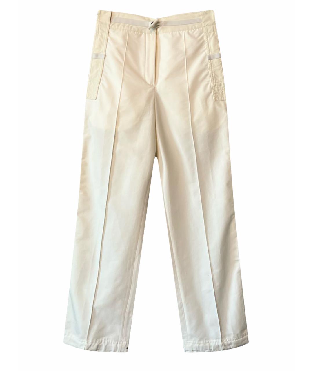HERMES Белые хлопковые прямые брюки, фото 1