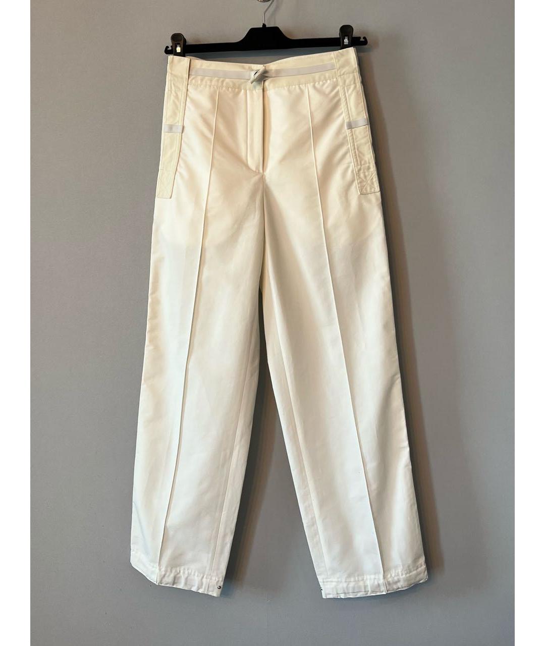 HERMES Белые хлопковые прямые брюки, фото 6