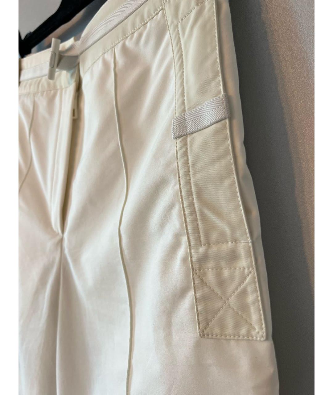HERMES Белые хлопковые прямые брюки, фото 4