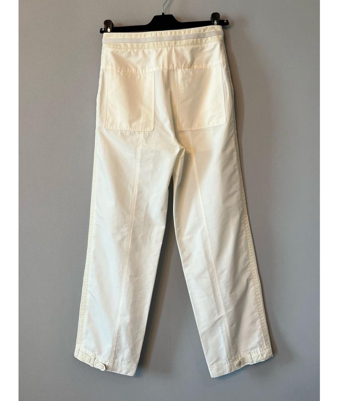 HERMES Белые хлопковые прямые брюки, фото 2